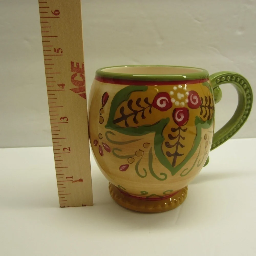 Pier‎ 1 Imports: Hand-Painted Whimsical Juliana Earthenware Coffee Tea Mug Cup